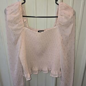 Express Light Pink Crop Blouse